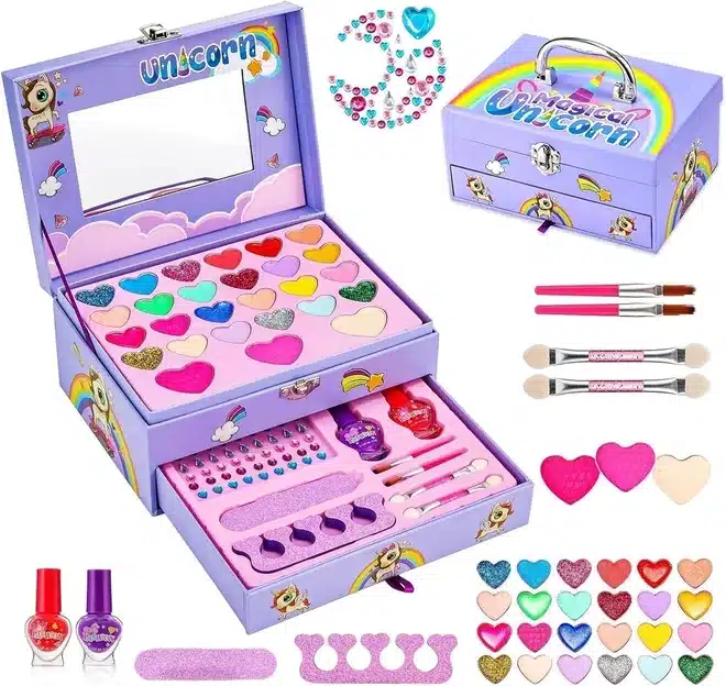 Unicorn Princess Kids Makeup Vanity Set with Colorful Beauty Collection